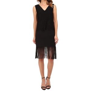 Nicole Miller Sleeveless Lace-Top Silk w/Fringe